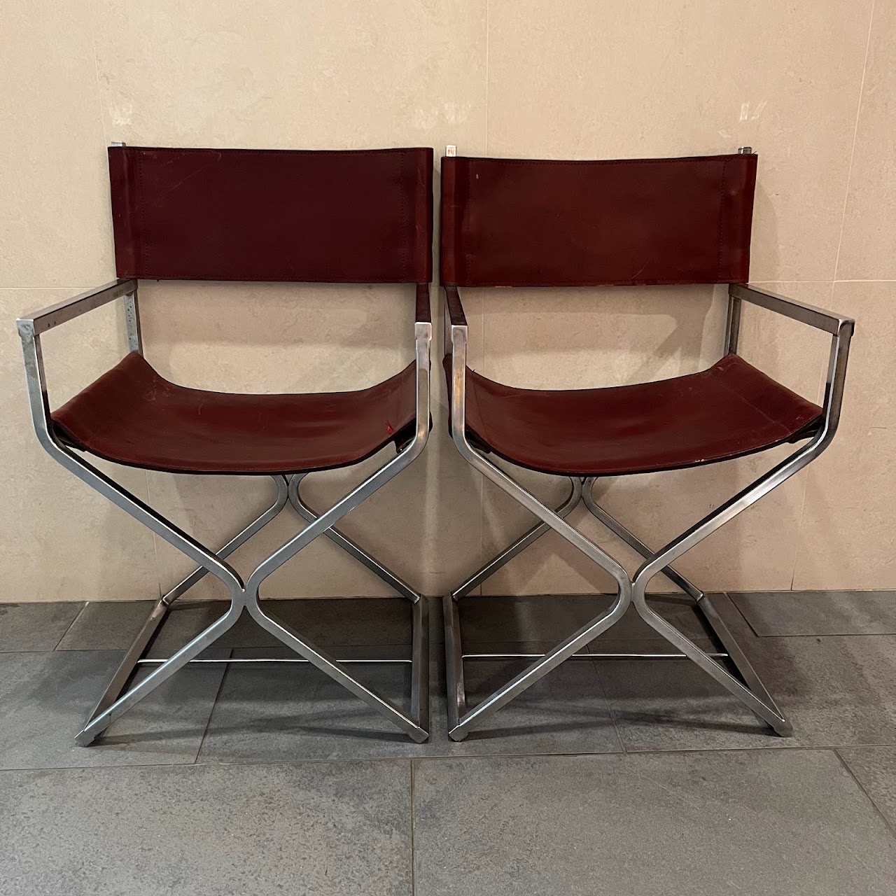 Mid-Century Modern Milo Baughman Style Producer Chair Pair