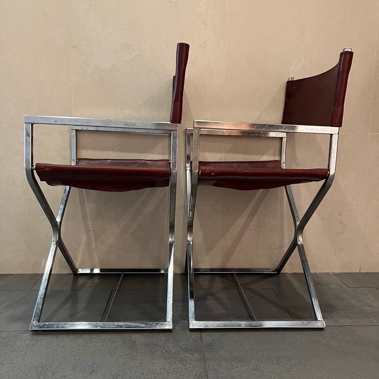 Mid-Century Modern Milo Baughman Style Producer Chair Pair