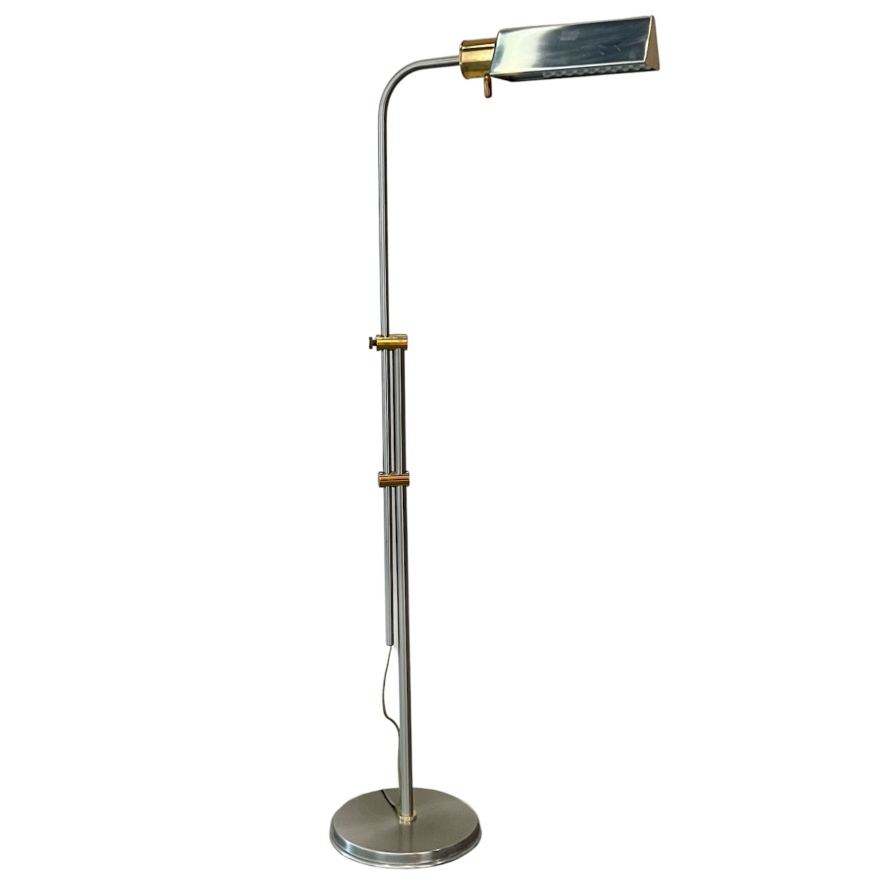 Frederick Cooper Chrome & Brass Adjustable Pharmacy Floor Lamp