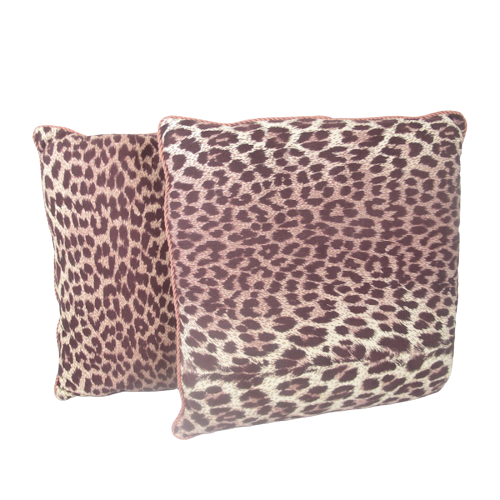 Dolce & Gabbana Pink Trim Cheetah Pillow Pair