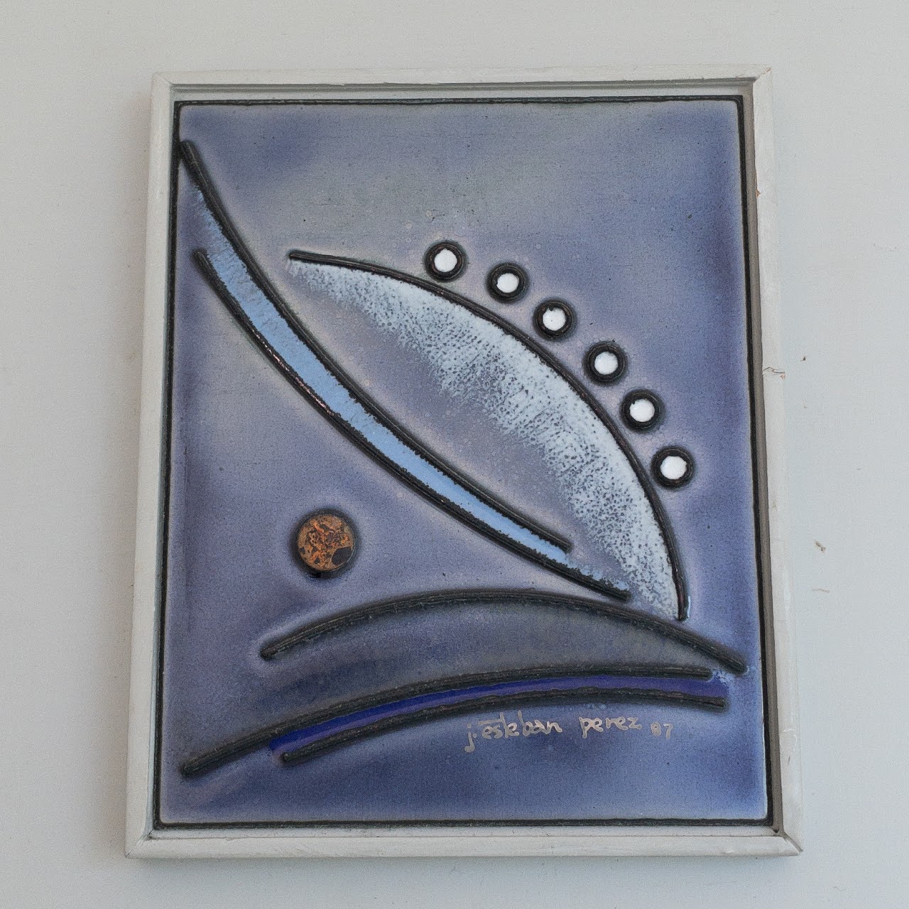 J. Esteban Perez Signed Hand Painted Ceramic Tile