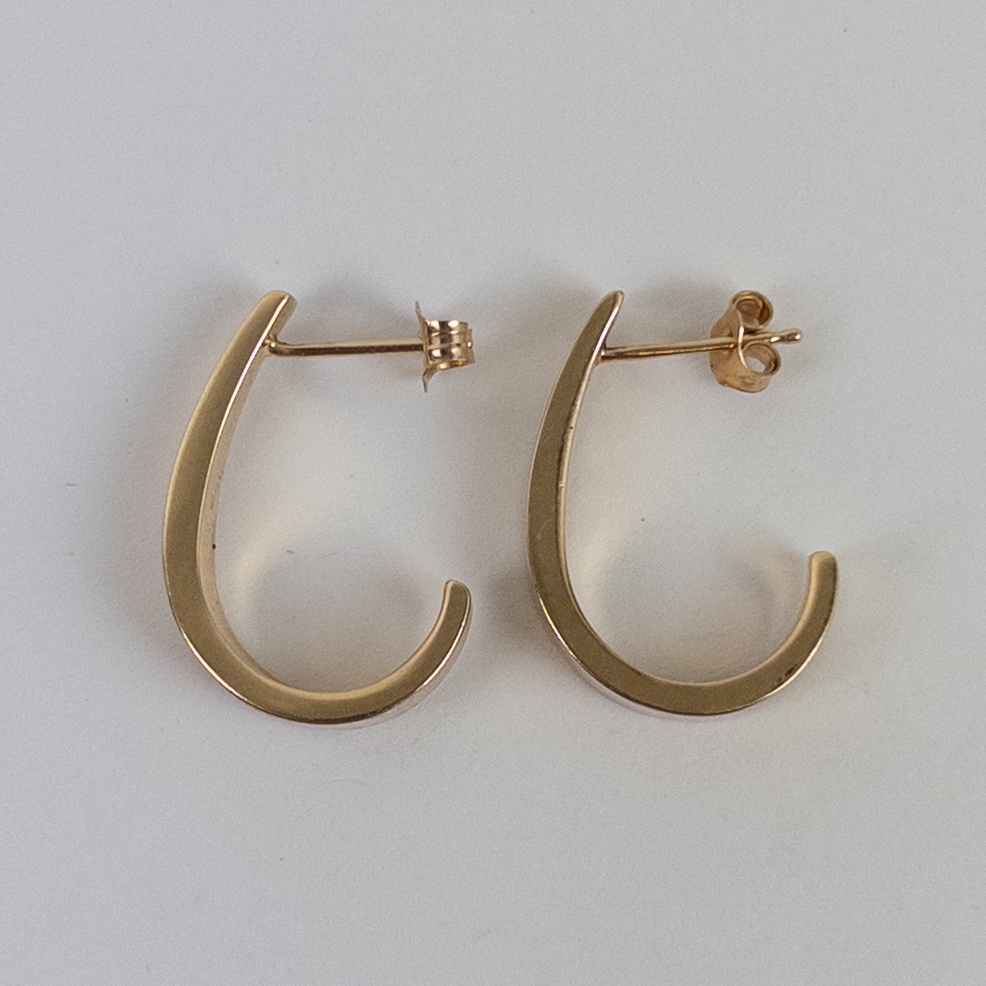 14K Yellow Gold 'J' Hoop Earrings