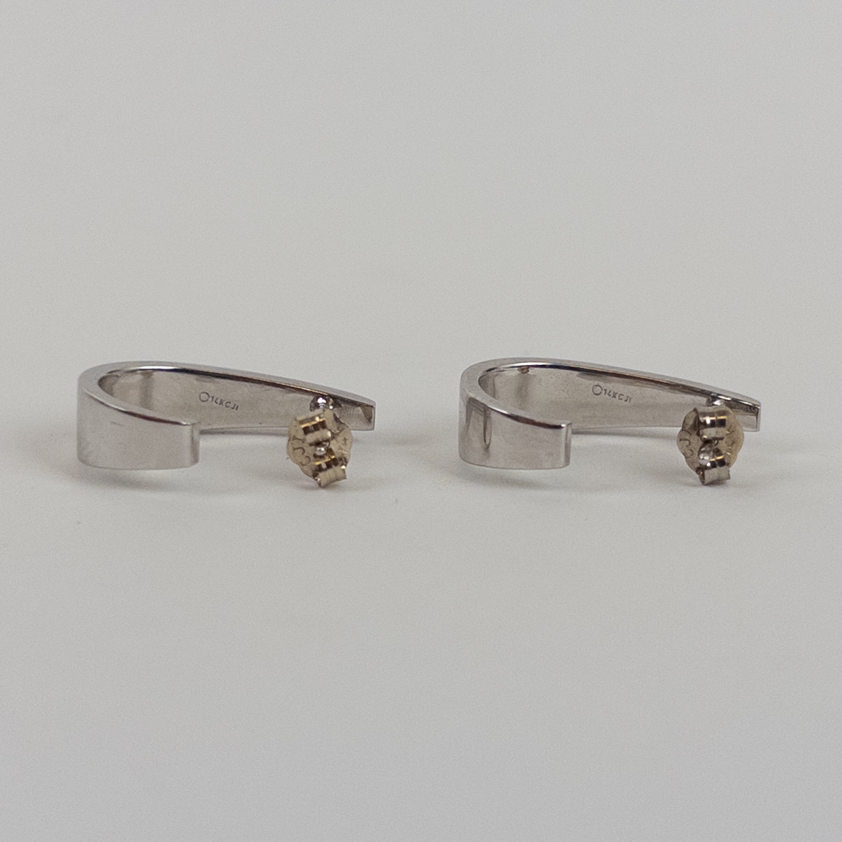 14K White Gold 'J' Hoop Earrings