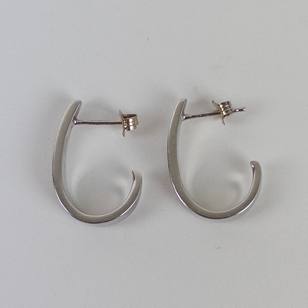 14K White Gold 'J' Hoop Earrings