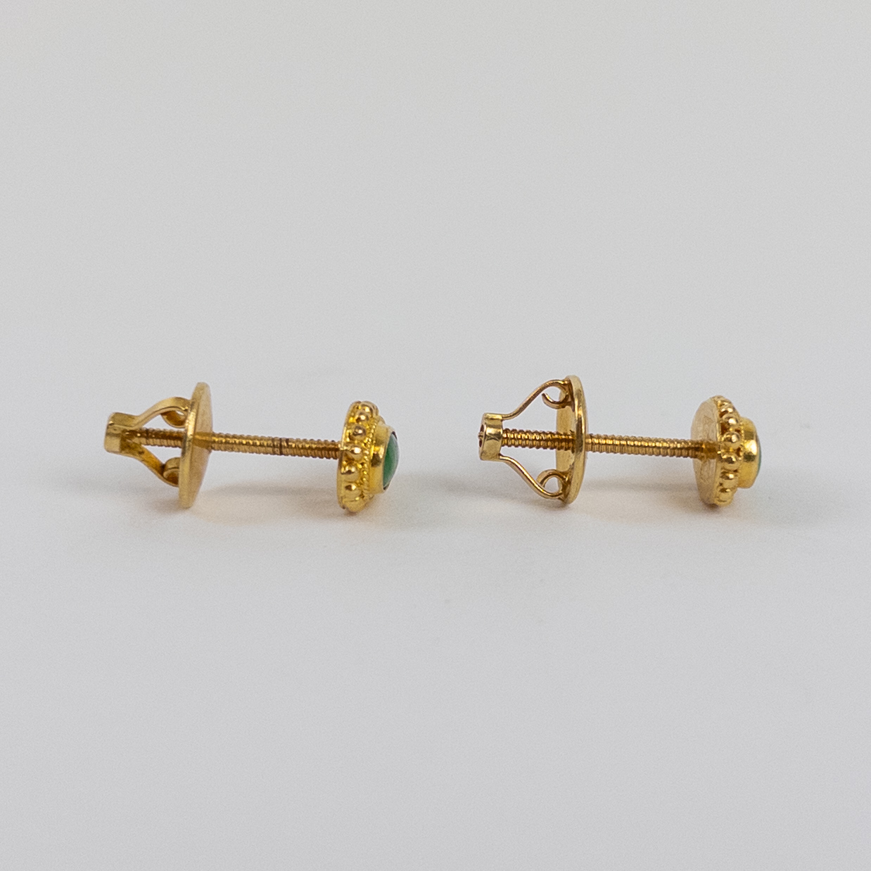 18K Gold & Jade Teardrop Stud Earrings