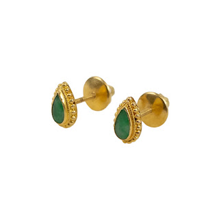 18K Gold & Jade Teardrop Stud Earrings