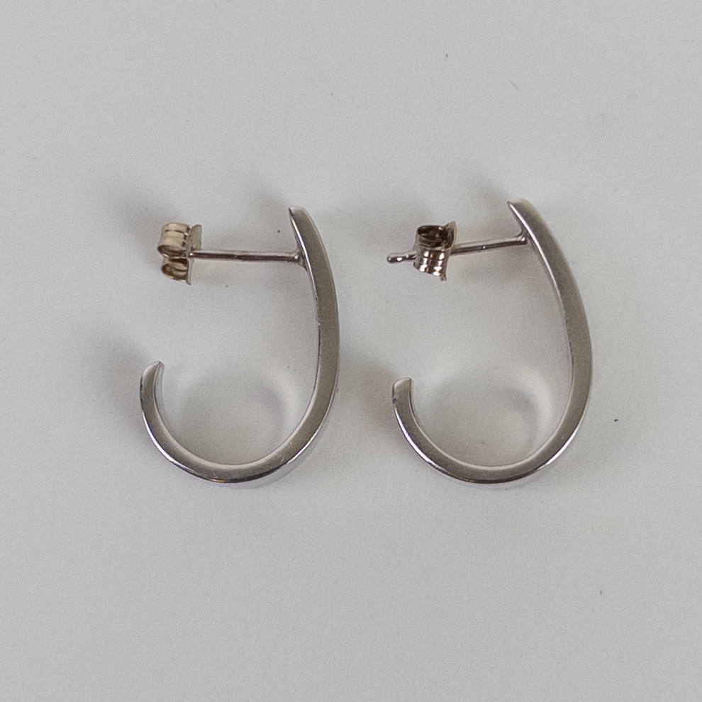 14K White Gold 'J' Hoop Earrings