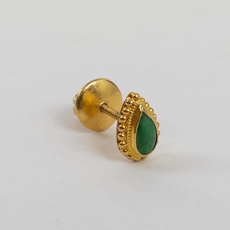 18K Gold & Jade Teardrop Stud Earrings