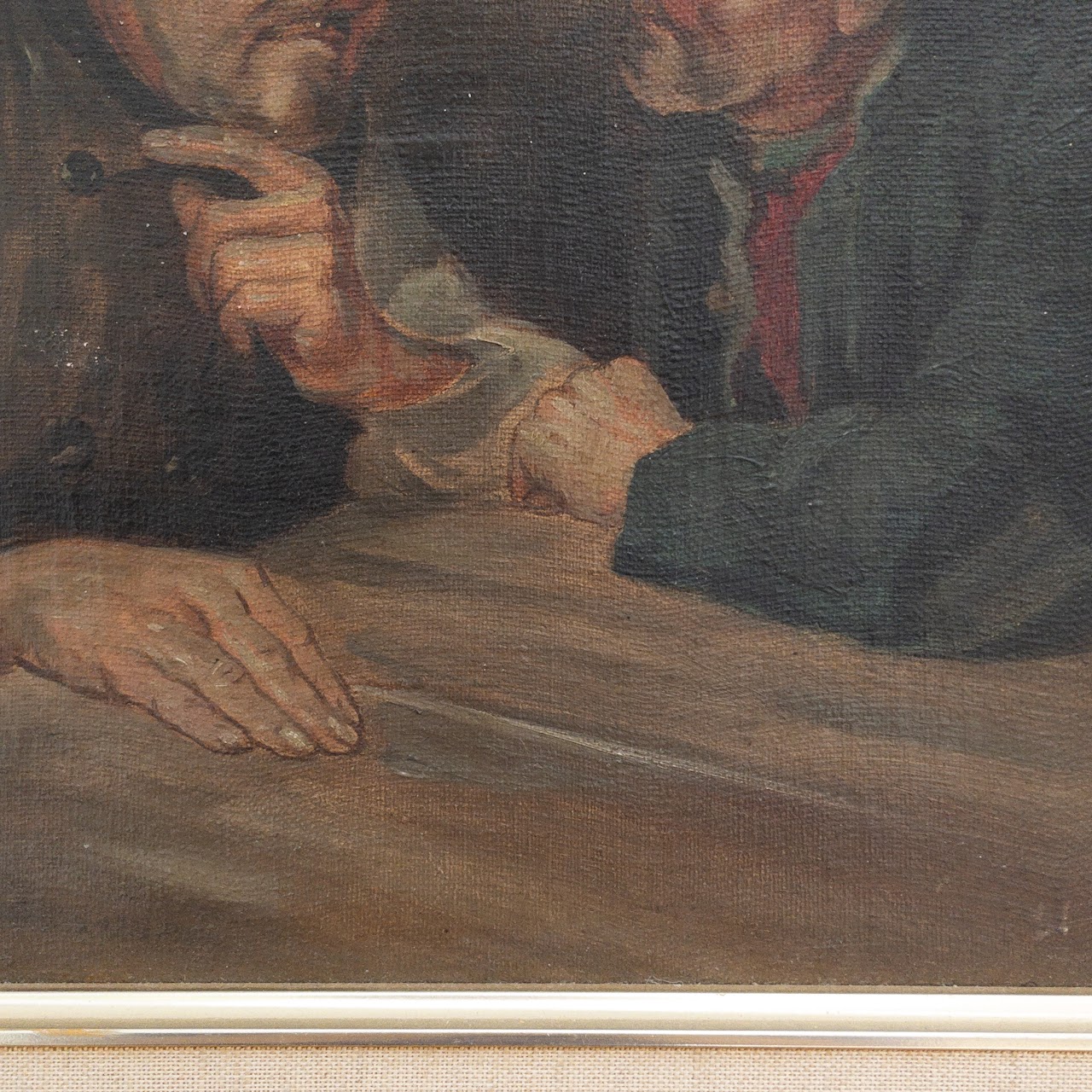 Conversation Portrait Signed Oil Painting