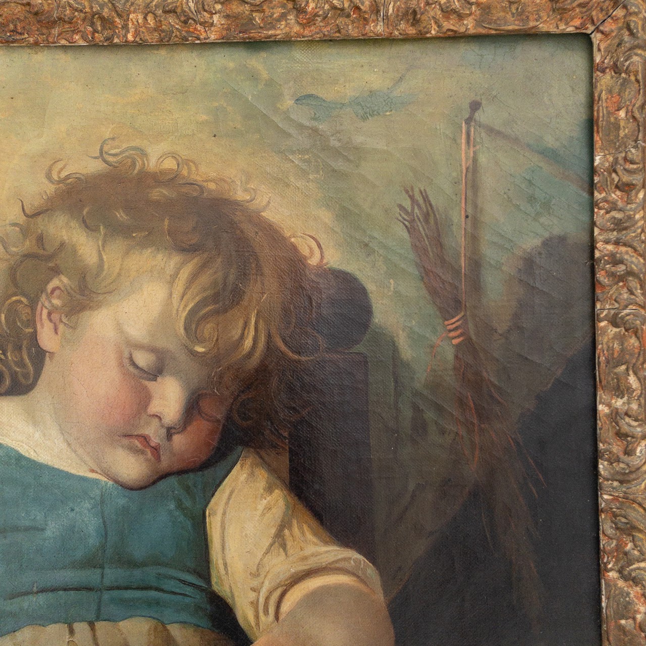 A. Hendriks 'Tired Out' Signed Antique Oil Painting