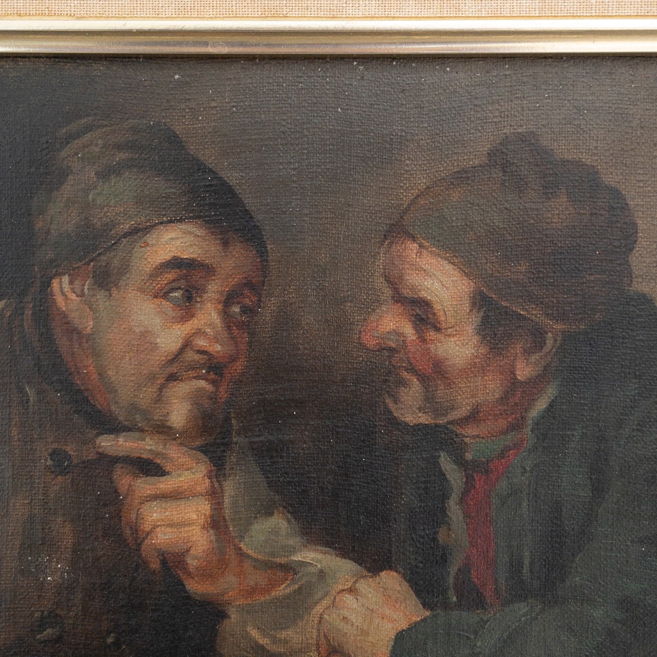 Conversation Portrait Signed Oil Painting