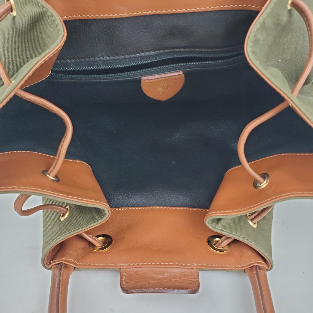 Mark Cross Leather-Lined Twill Bucket Bag