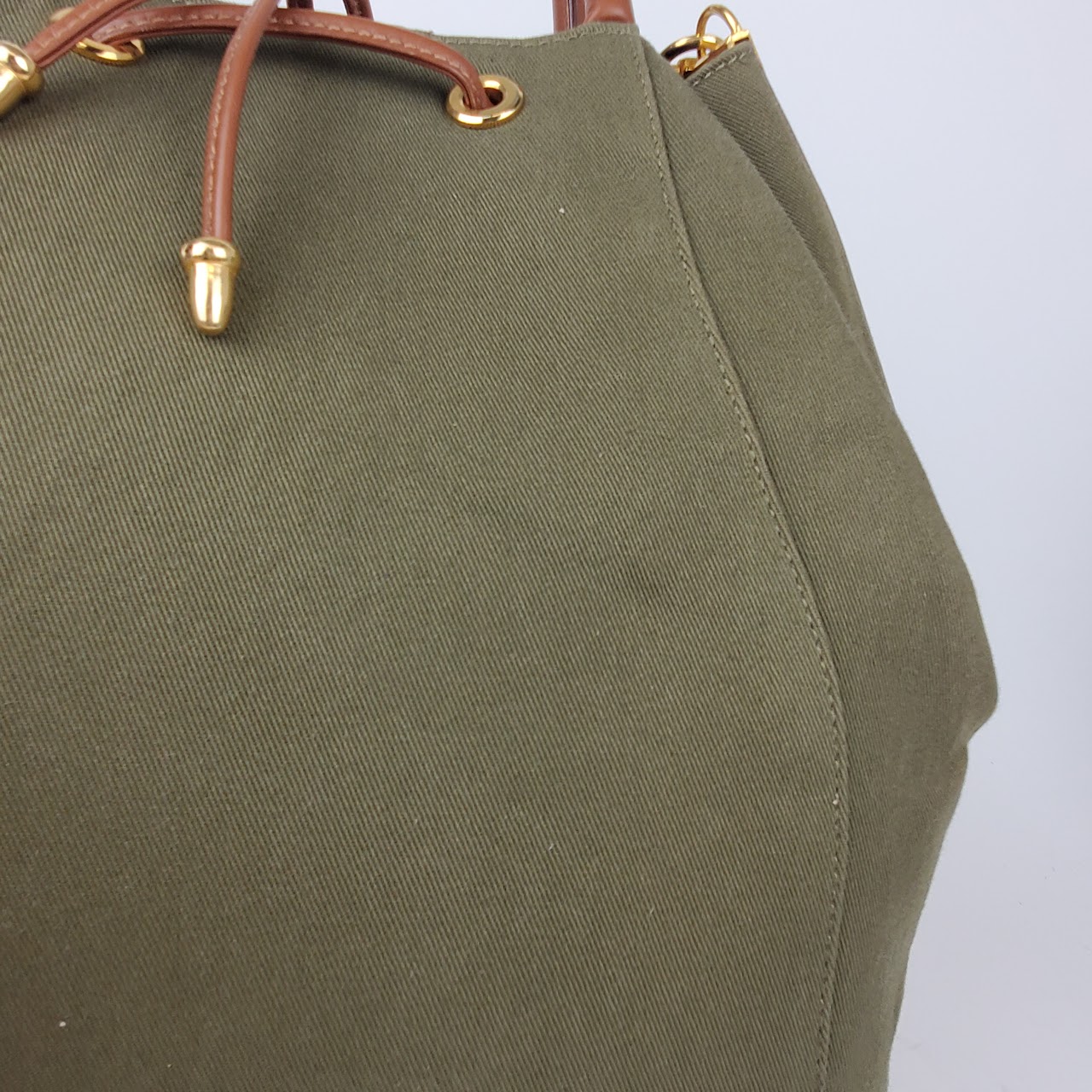 Mark Cross Leather-Lined Twill Bucket Bag