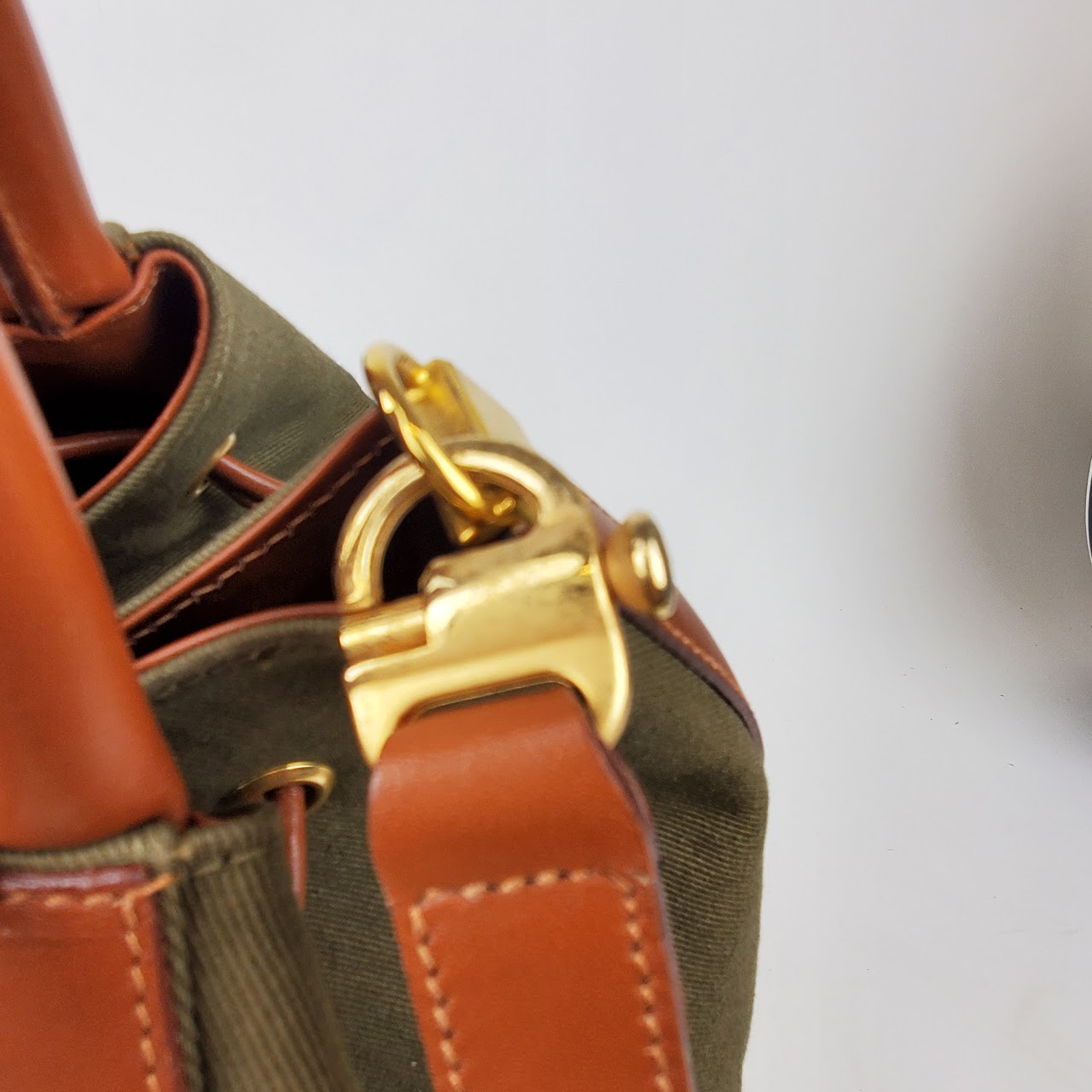 Mark Cross Leather-Lined Twill Bucket Bag