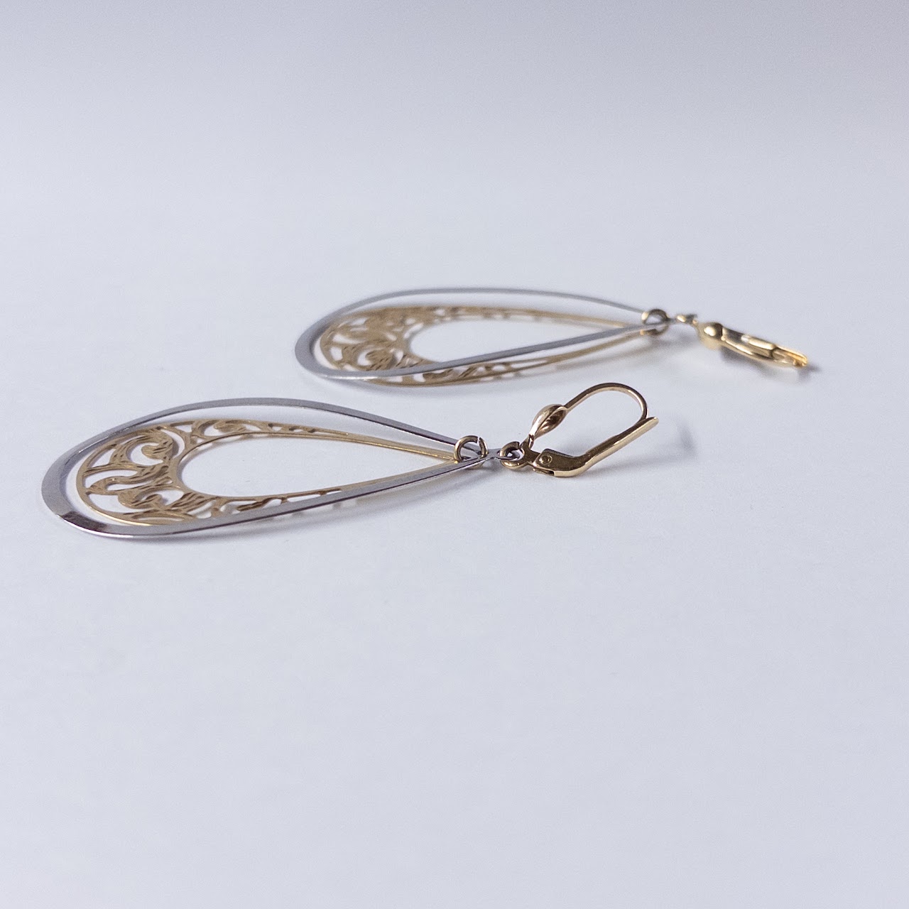 14K White and Yellow Gold Pendant Earrings