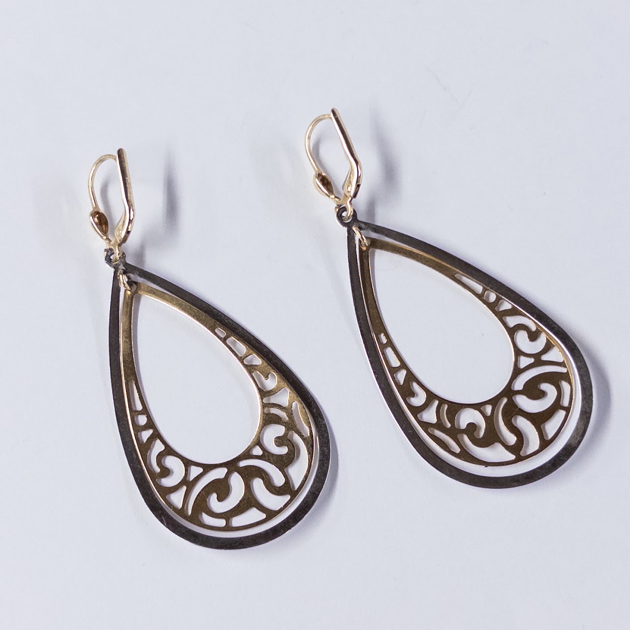 14K White and Yellow Gold Pendant Earrings