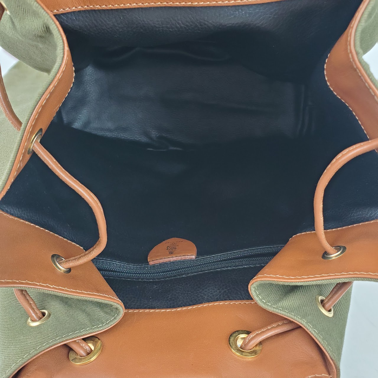 Mark Cross Leather-Lined Twill Bucket Bag