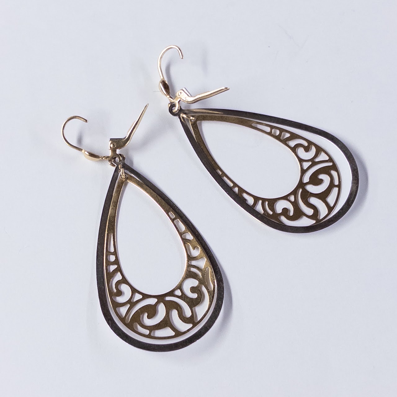 14K White and Yellow Gold Pendant Earrings