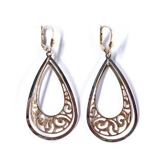 14K White and Yellow Gold Pendant Earrings