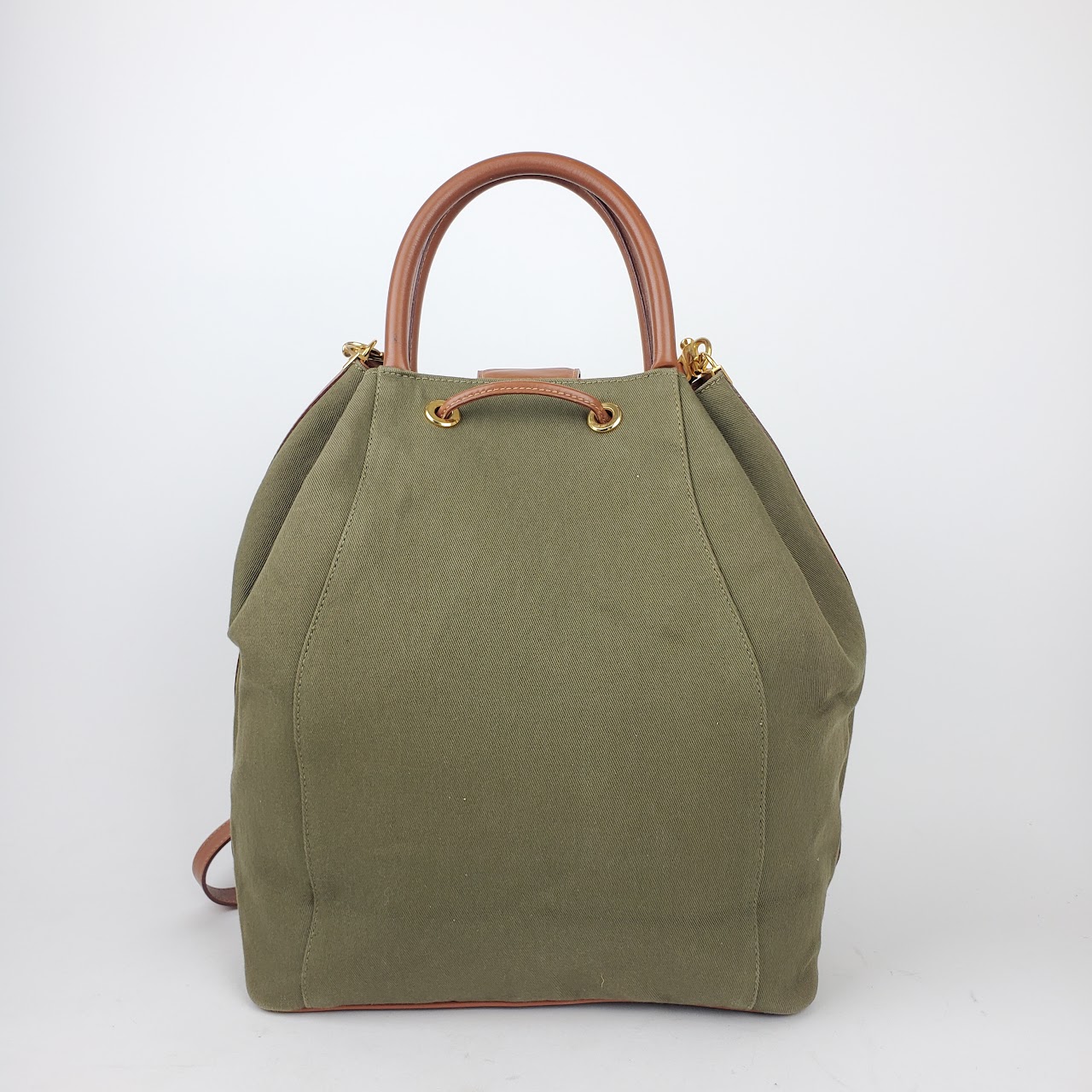 Mark Cross Leather-Lined Twill Bucket Bag