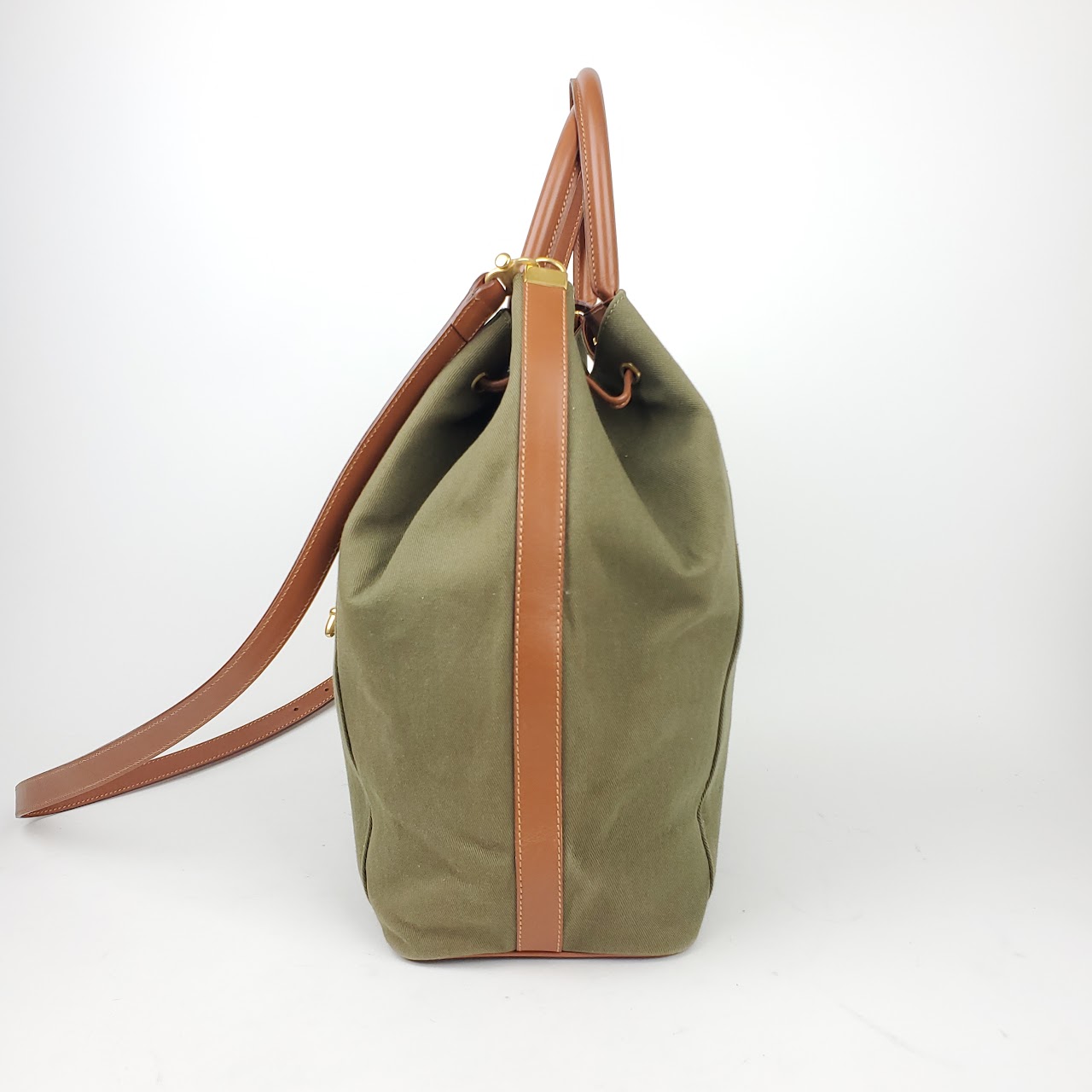 Mark Cross Leather-Lined Twill Bucket Bag