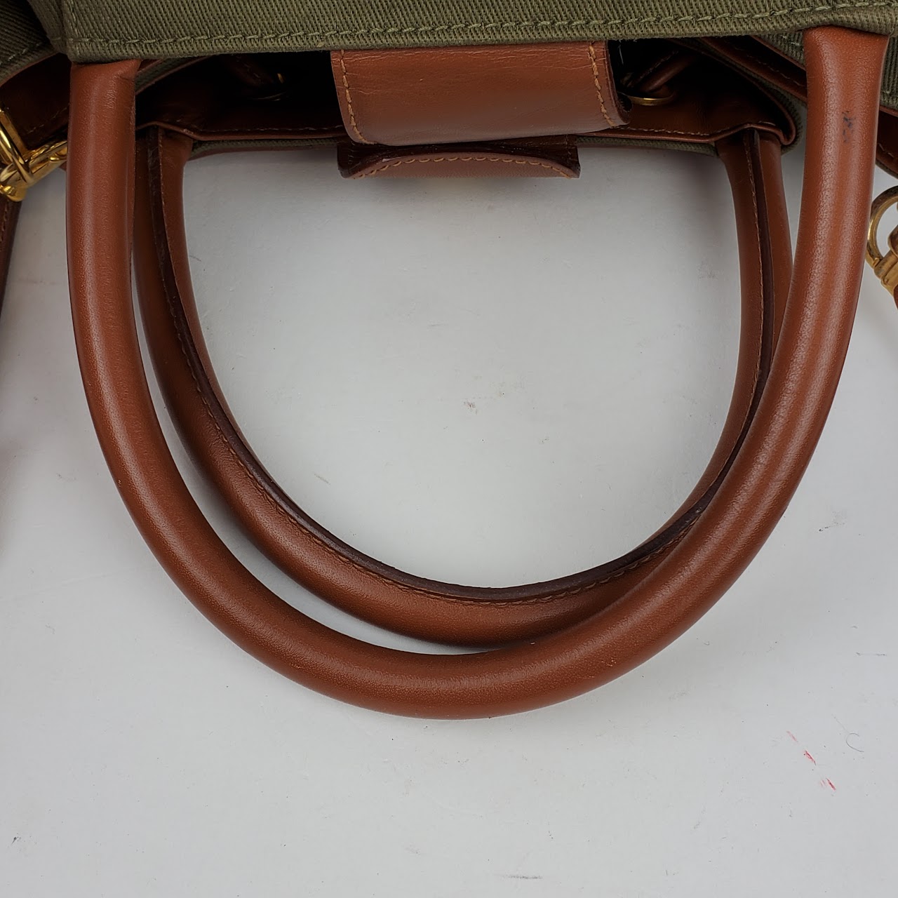 Mark Cross Leather-Lined Twill Bucket Bag