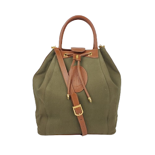 Mark Cross Leather-Lined Twill Bucket Bag