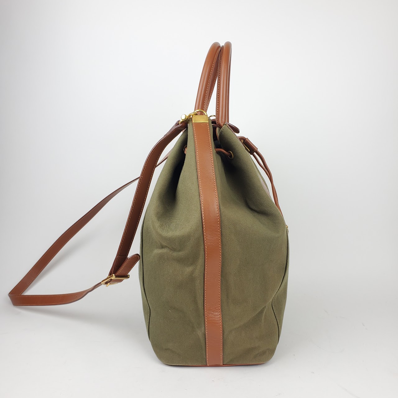 Mark Cross Leather-Lined Twill Bucket Bag