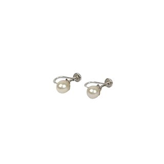 14K White Gold Pearl Clip Earrings