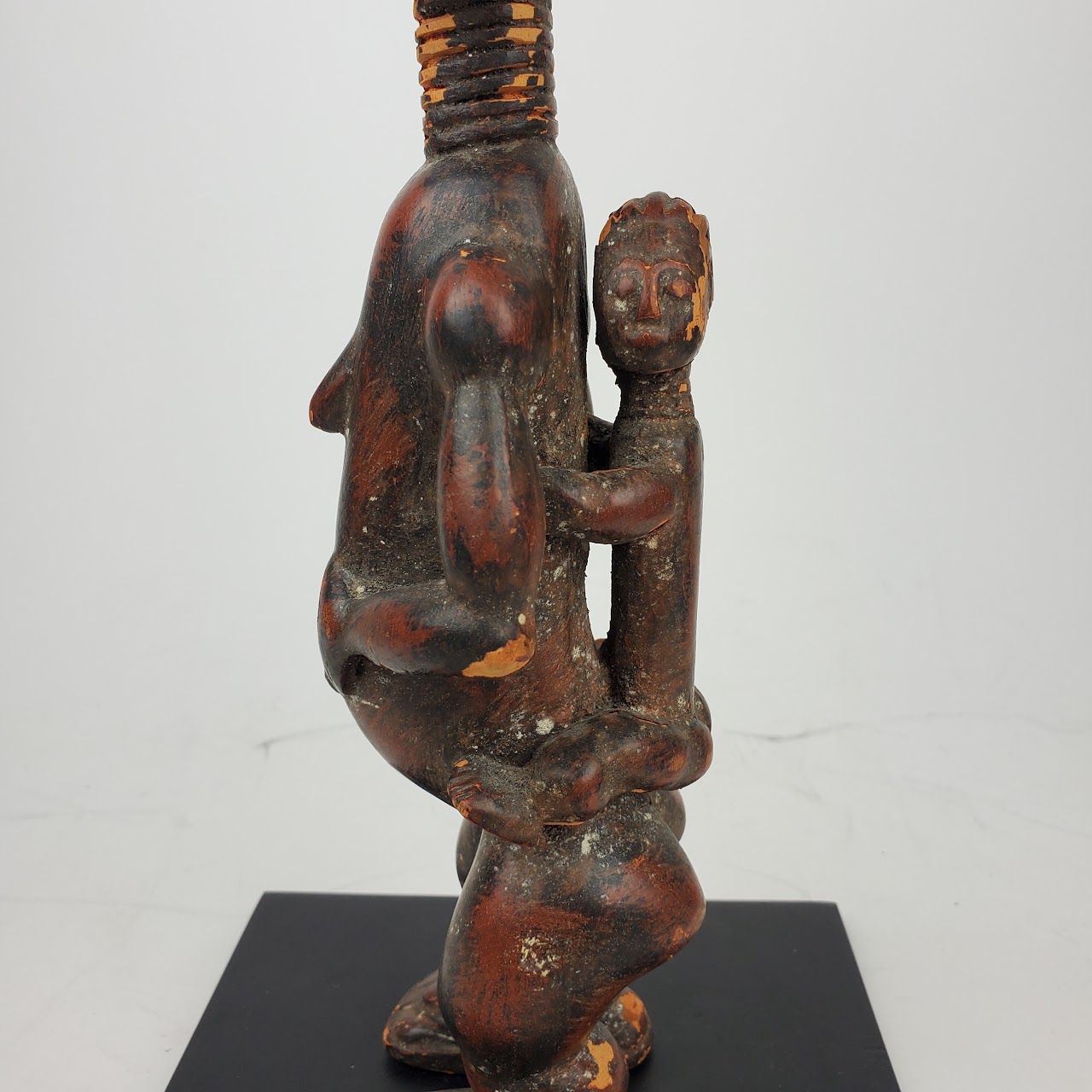 West African Headdress Statue Duo with Statue Topper