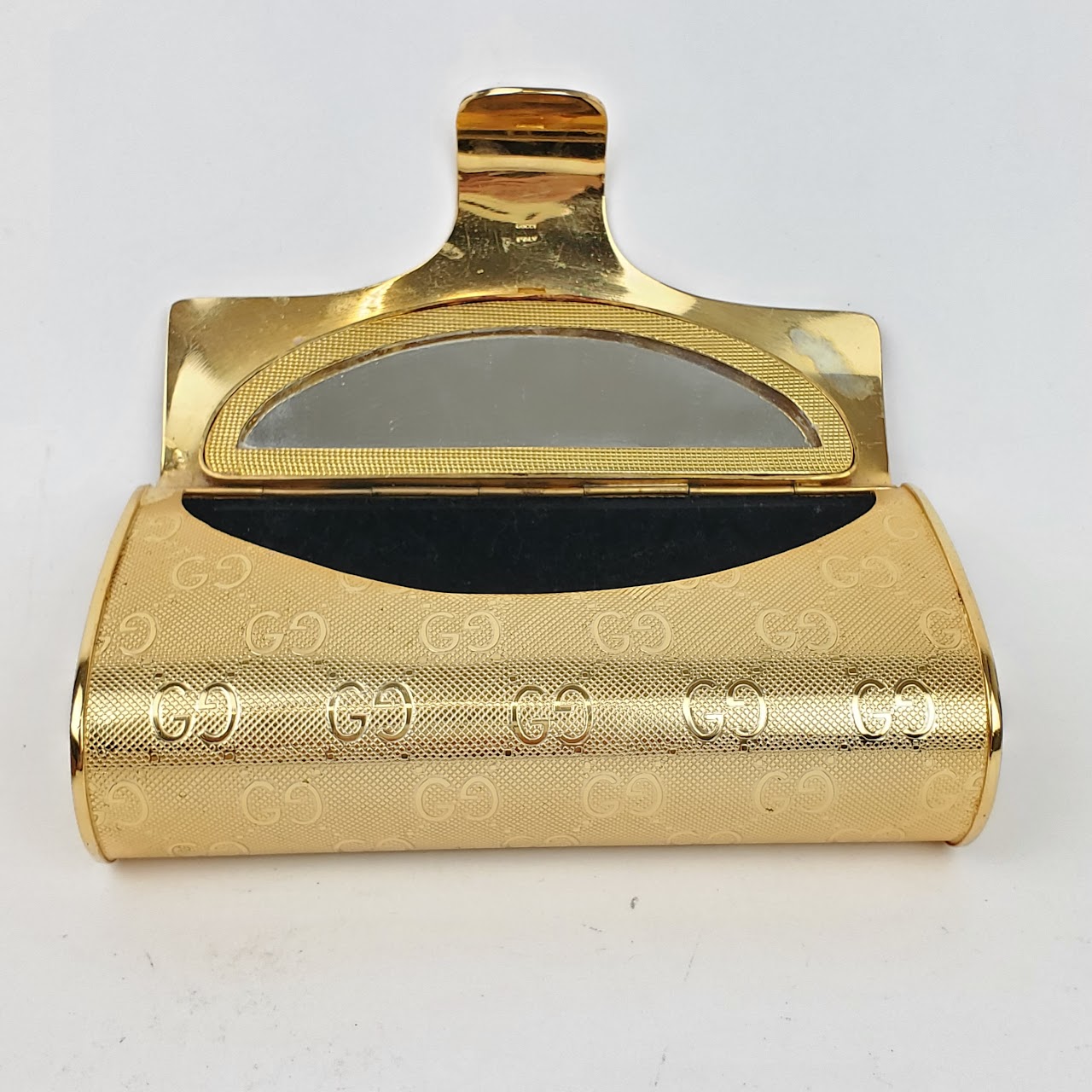 Gucci GG Monogram Vintage Goldtone Minaudiere