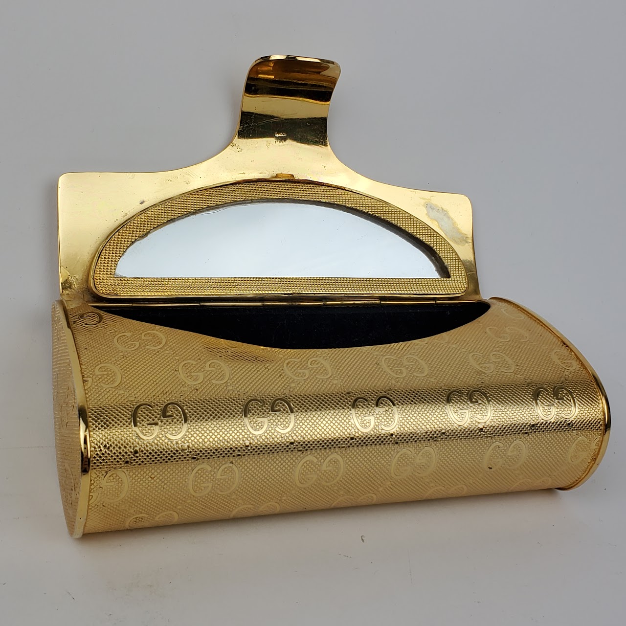 Gucci GG Monogram Vintage Goldtone Minaudiere