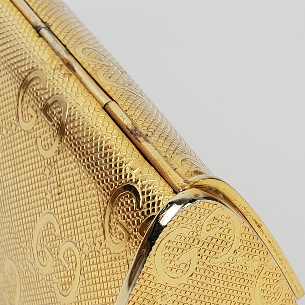 Gucci GG Monogram Vintage Goldtone Minaudiere