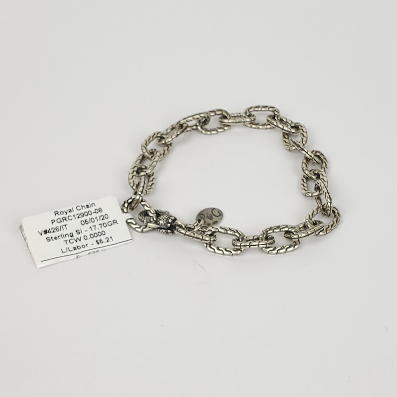 Philip Gavriel Sterling Silver Textured Oval Links Bracelet