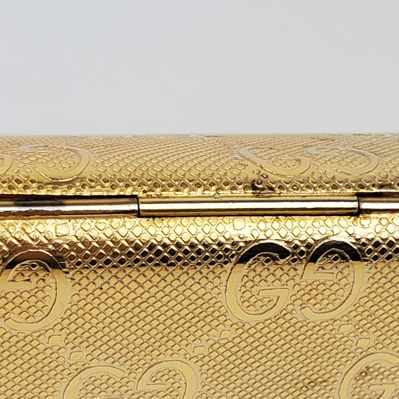 Gucci GG Monogram Vintage Goldtone Minaudiere