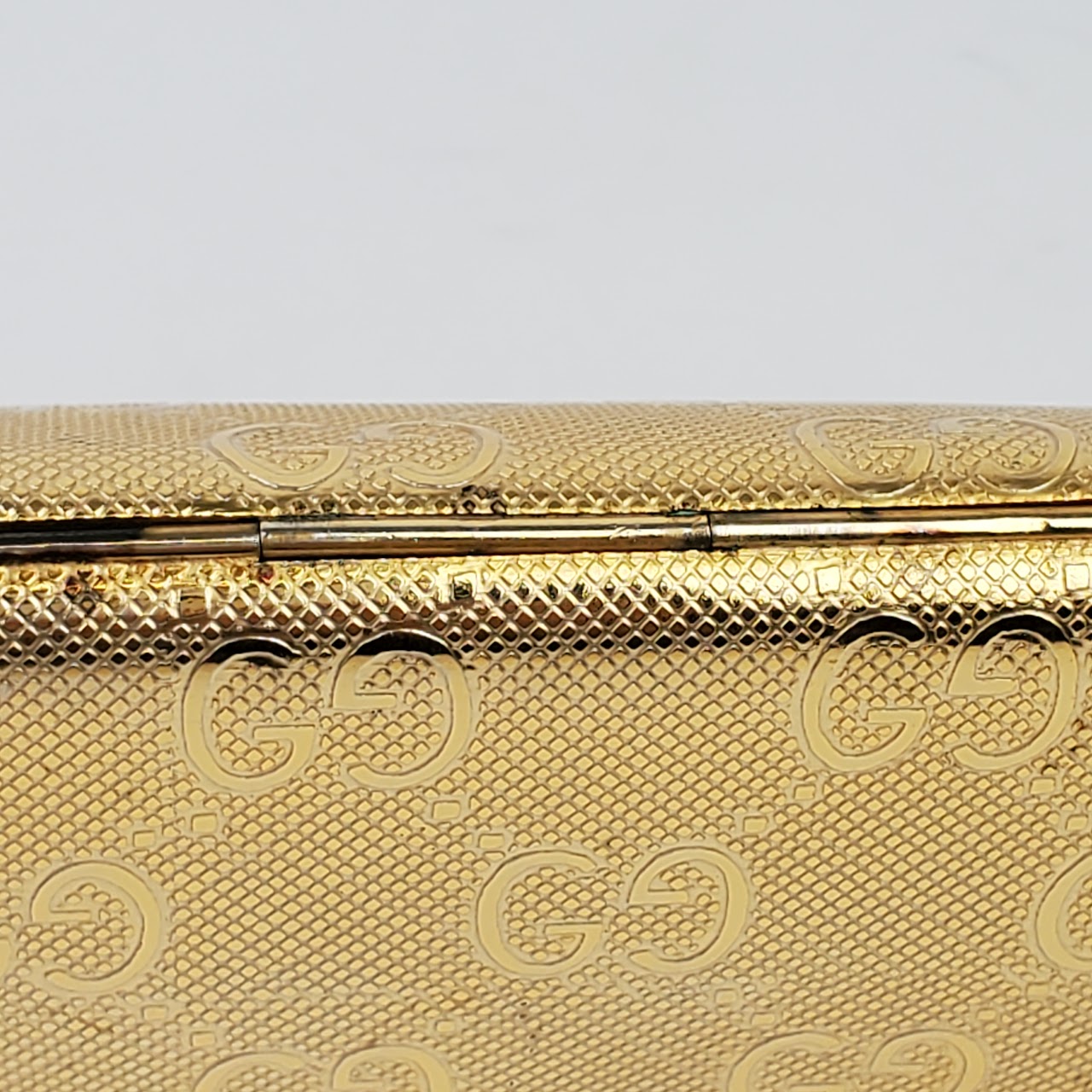 Gucci GG Monogram Vintage Goldtone Minaudiere