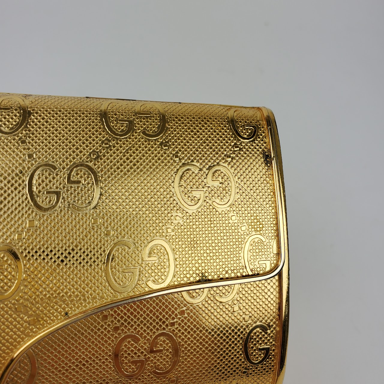 Gucci GG Monogram Vintage Goldtone Minaudiere