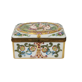 Antique Capodimonte Hinged Decorative Box