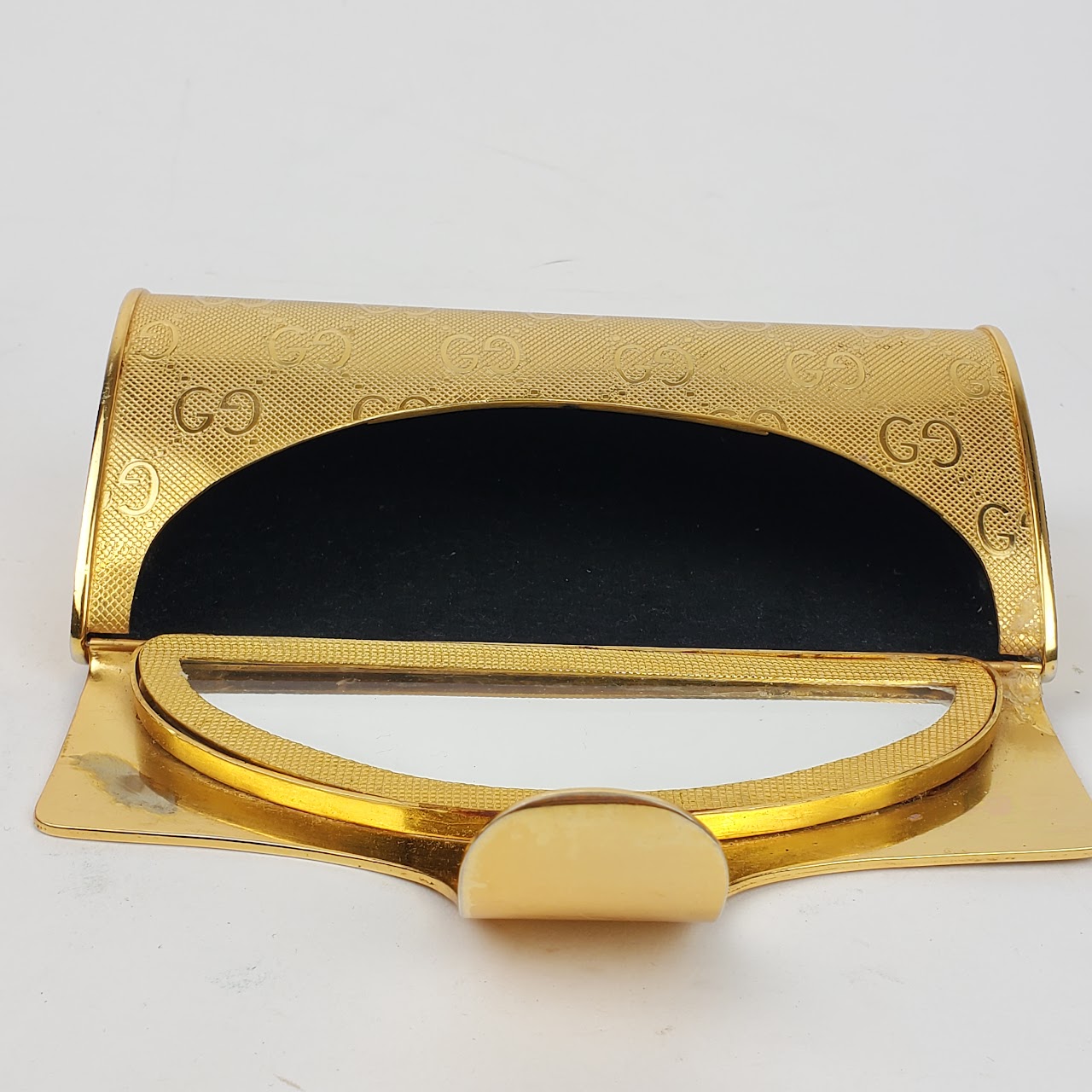 Gucci GG Monogram Vintage Goldtone Minaudiere