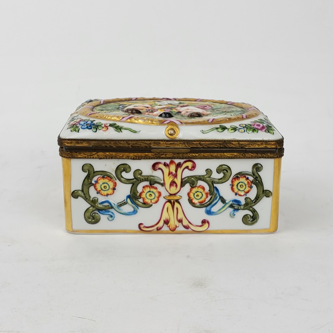 Antique Capodimonte Hinged Decorative Box