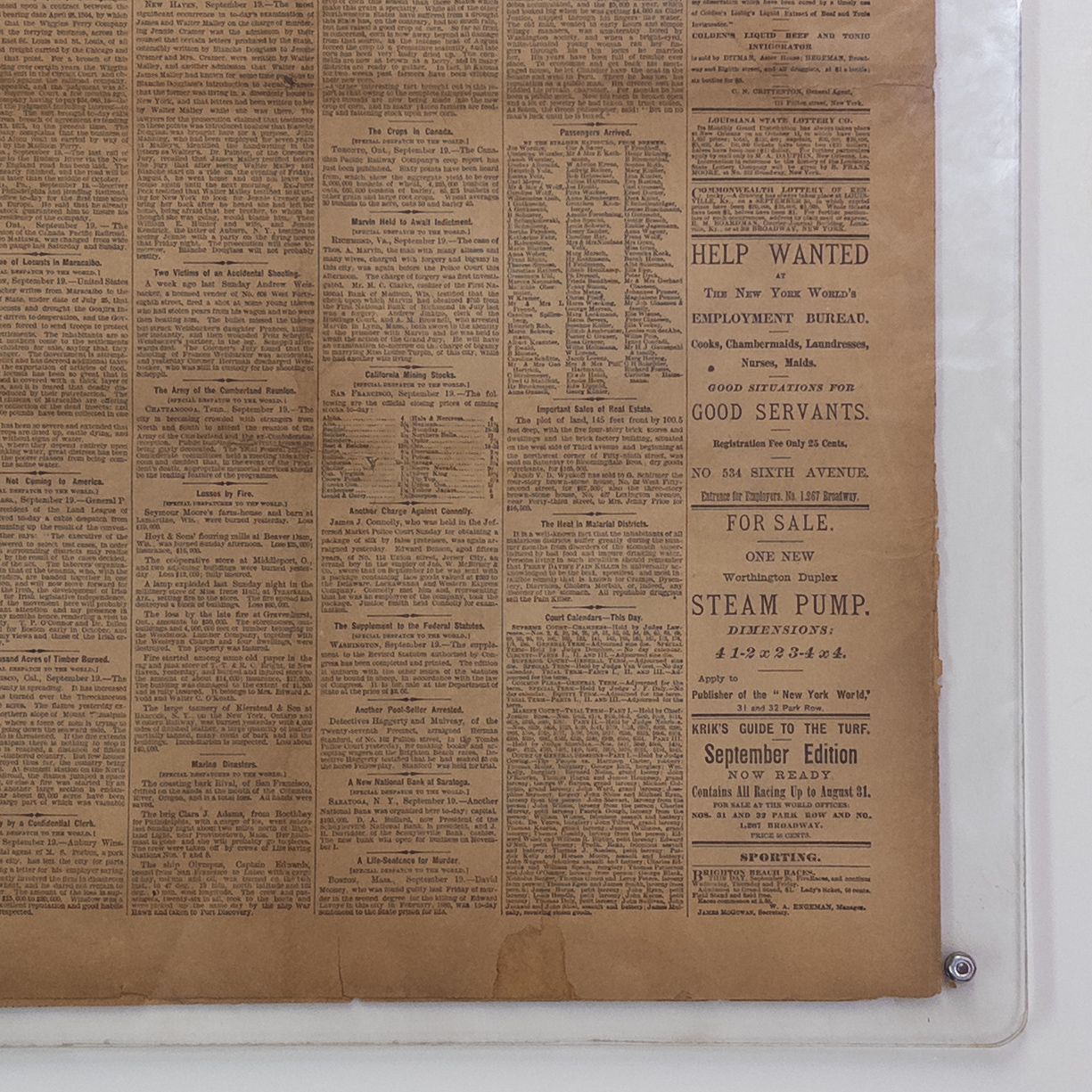 1881 'The New York World' Death of President Garfield Newspaper Cover Page