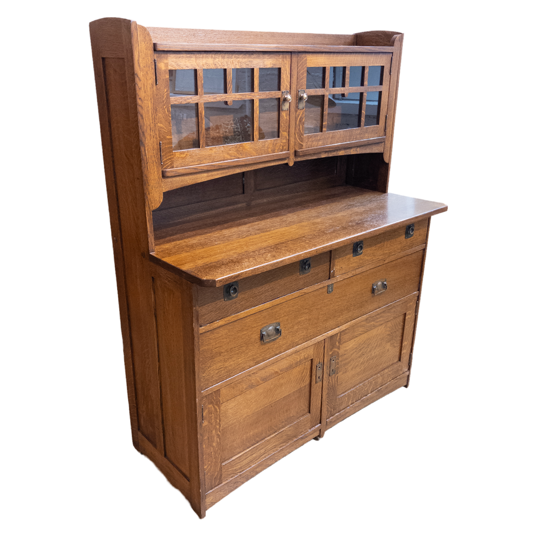 Early 20th C. Stickley Bros. Mission Oak Hutch Sideboard