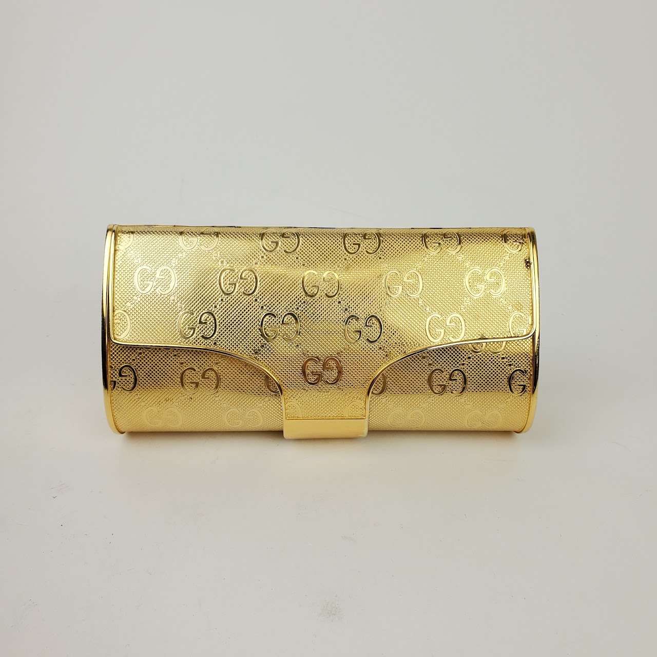 Gucci GG Monogram Vintage Goldtone Minaudiere