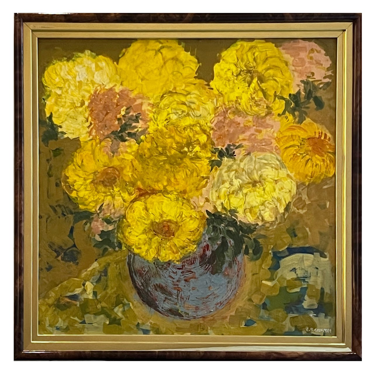 E.M. Kaufman Still Life with Flowers Signed Oil Painting