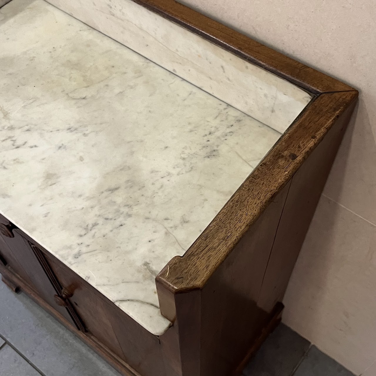 Victorian Walnut Marble Top Dry Sink