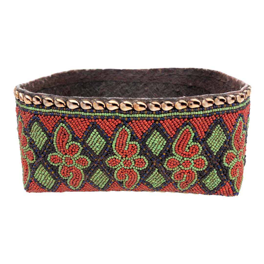 Bamilike African Beaded Basket