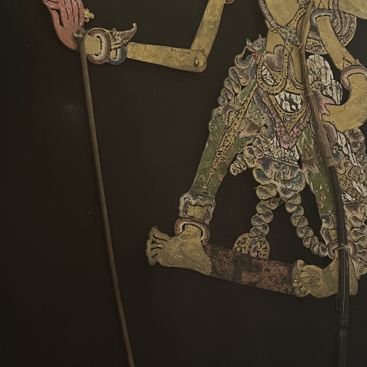 Indonesian 1934 Wayang Kulik LARGE Framed Shadow Puppet