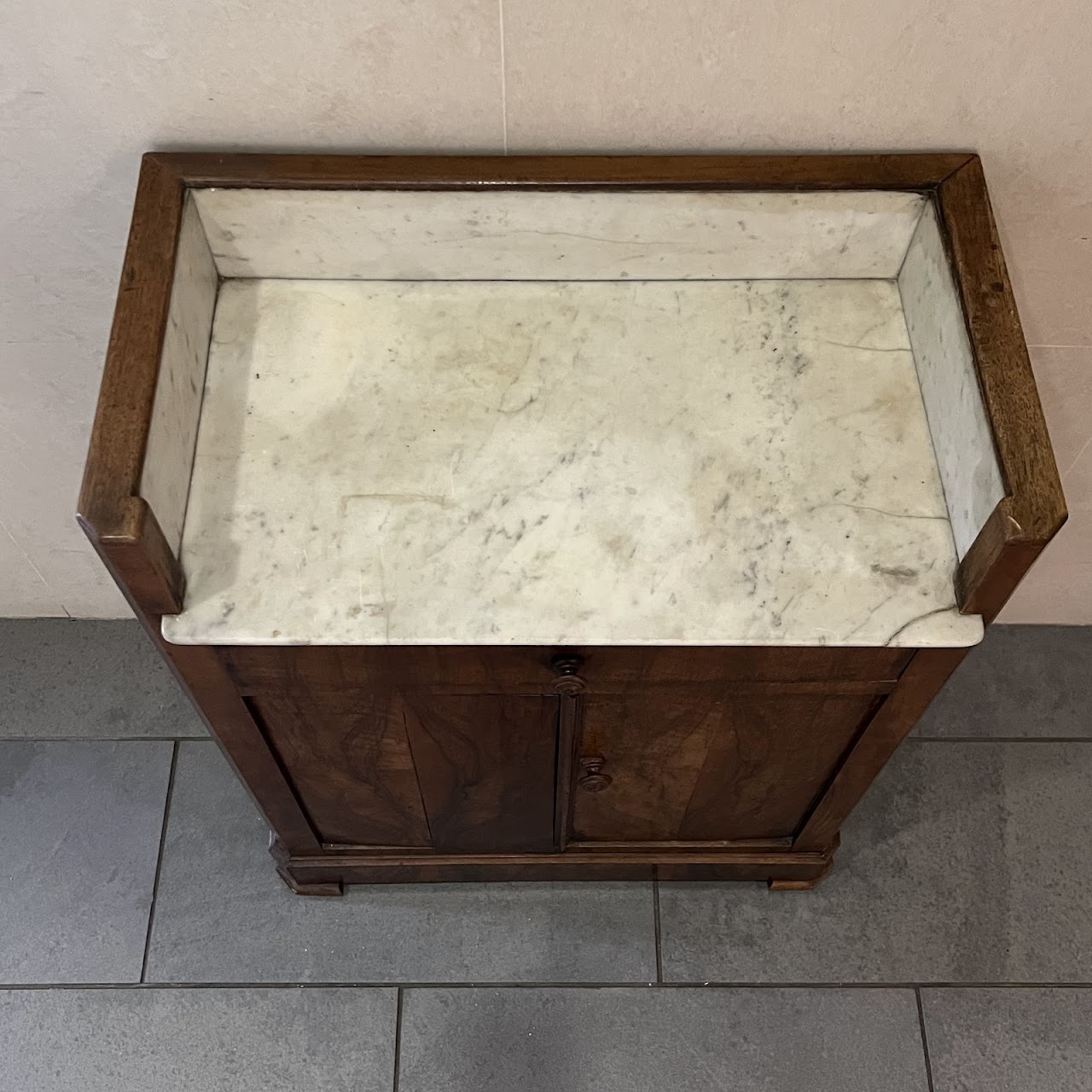 Victorian Walnut Marble Top Dry Sink