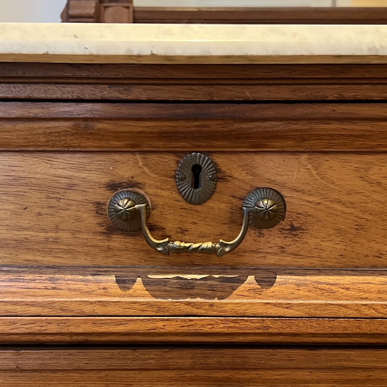 Eastlake Victorian Oak Marble-Top Dresser with Mirror