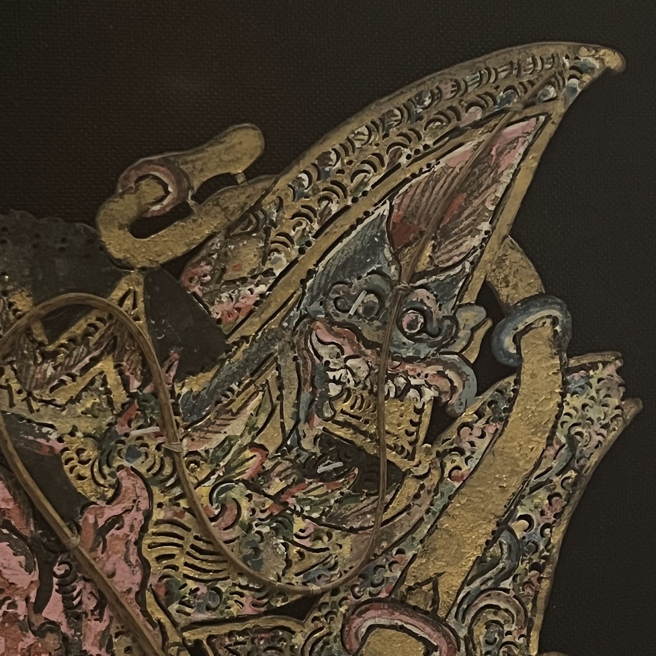 Indonesian 1934 Wayang Kulik LARGE Framed Shadow Puppet